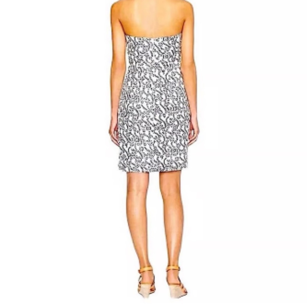 J. Crew Ella Rampling Rose print navy  and cream Strapless Dress sz 2 like new - Picture 6 of 15